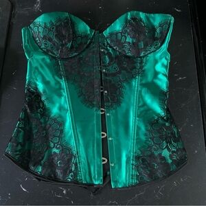 Green and Black Lace Corset